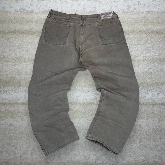 Vintage Fleece Lined Wrangler Jeans Hazel Brown Wash Relaxed Fit Made in USA 90s